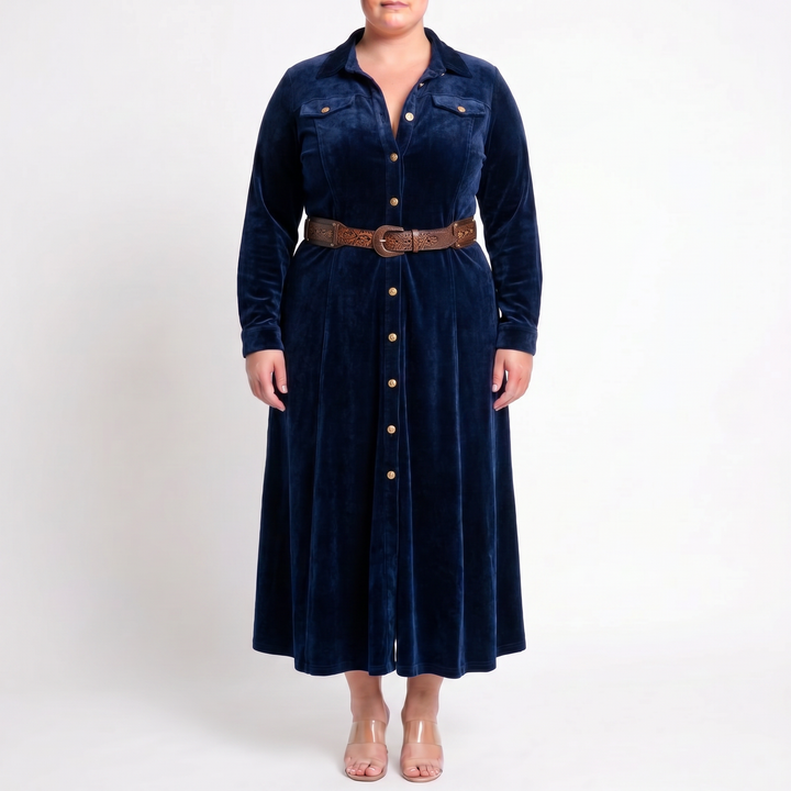 Milana | Long Suede Dress with Slit