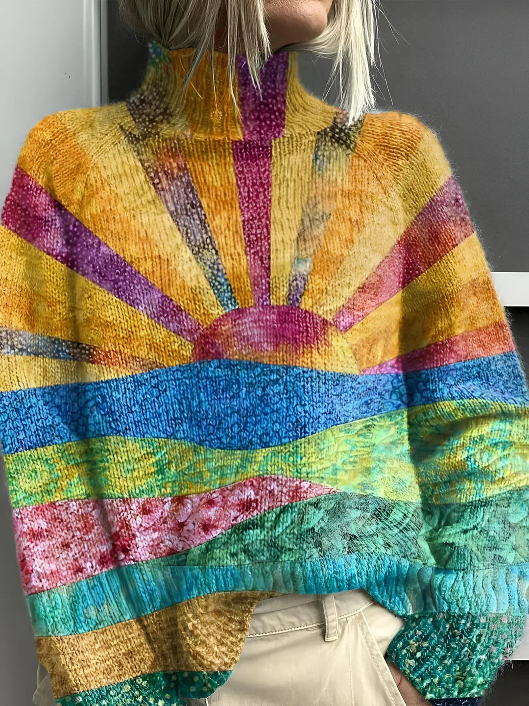 Noortje - Colorful and Cheerful Sweater with High Collar
