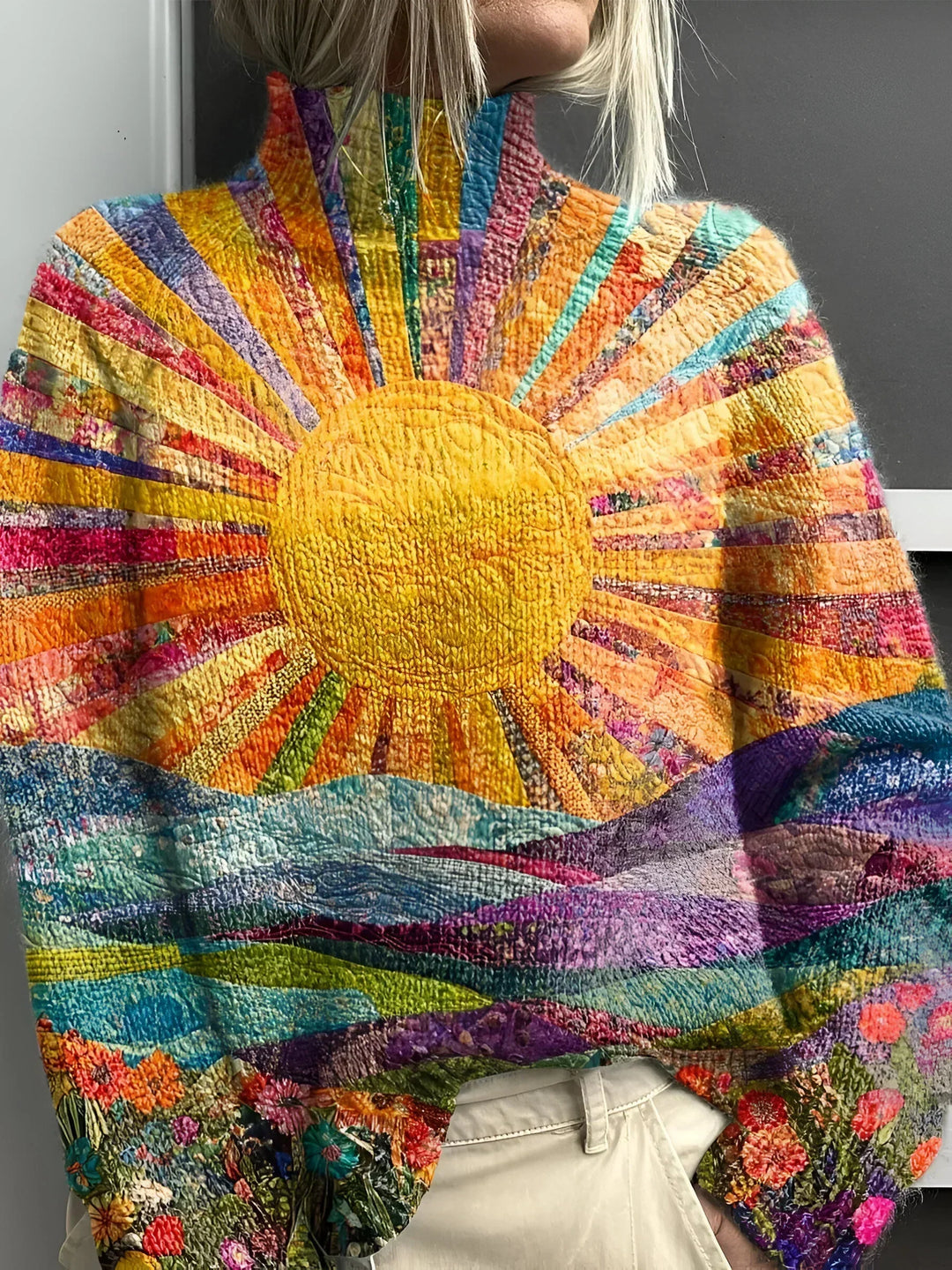 Simone - Colorful and Joyful Sweater with High Collar