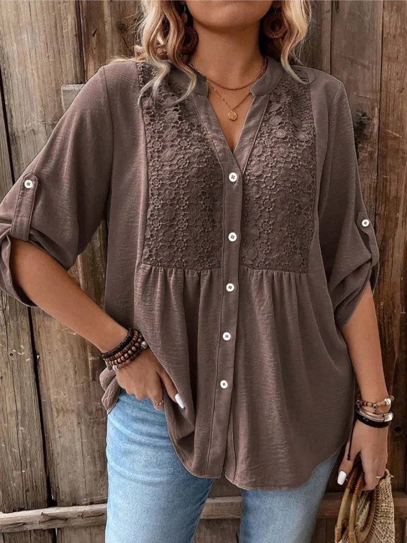 Isla | V-Neck Button-Front Blouse