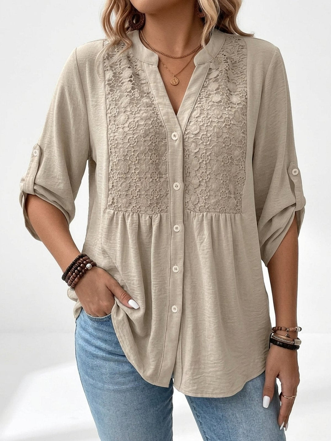 Isla | V-Neck Button-Front Blouse