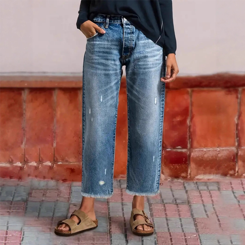 Clara™ | Retro Cropped Straight Jeans
