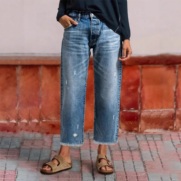 Clara™ | Retro Cropped Straight Jeans