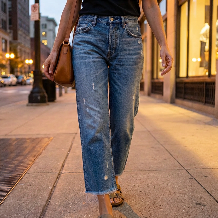 Clara™ | Retro Cropped Straight Jeans
