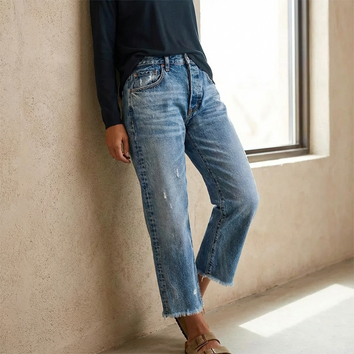 Clara™ | Retro Cropped Straight Jeans