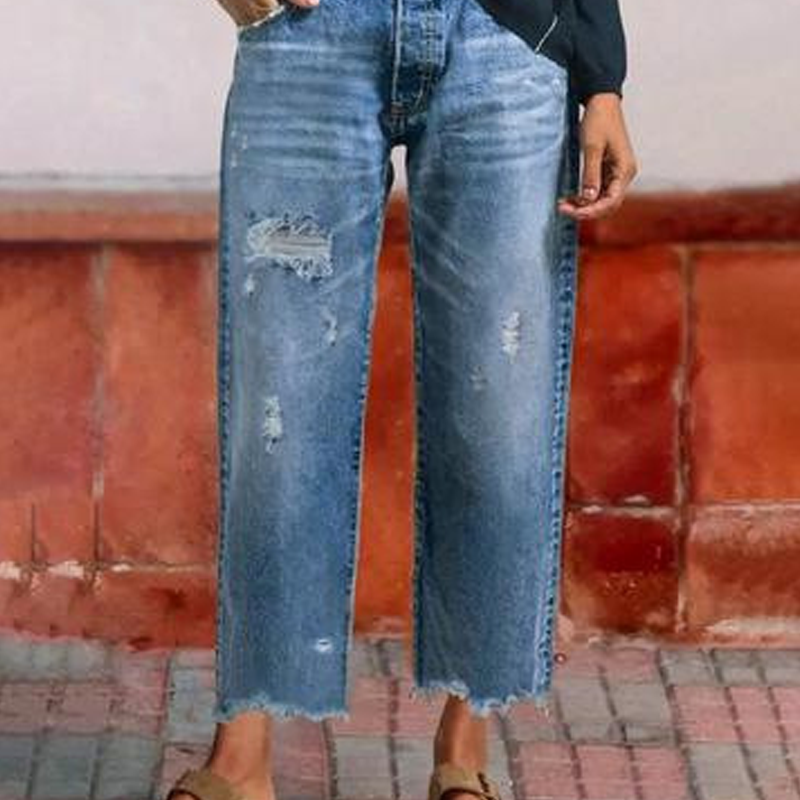 Clara™ | Retro Cropped Straight Jeans