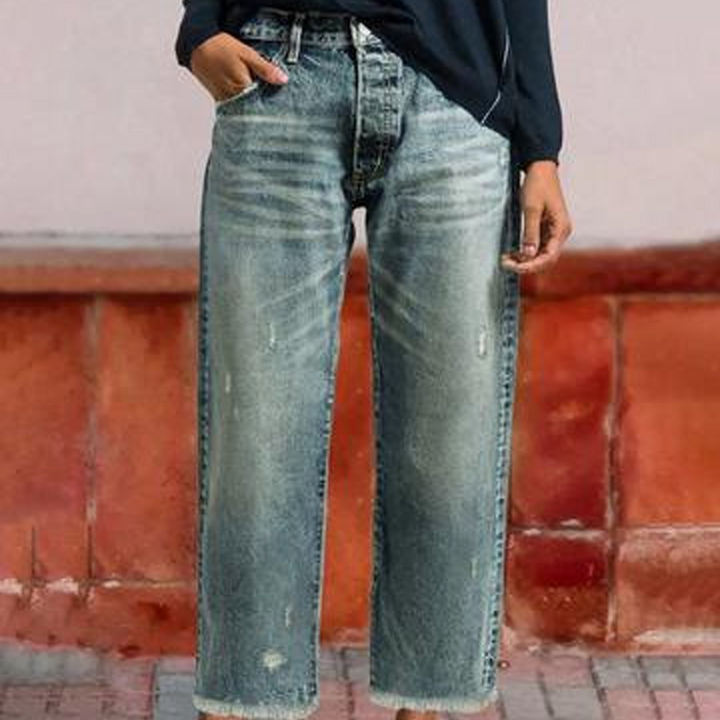 Clara™ | Retro Cropped Straight Jeans