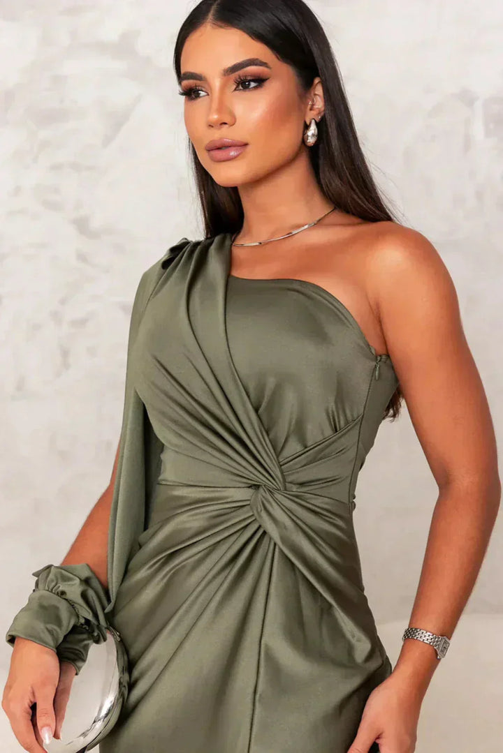 Estella - One-Sleeve Elegant Wedding Guest Maxi Dress